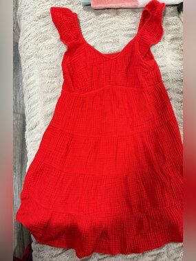 Ingrid & Isabel Bright Red Tiered Mini Dress